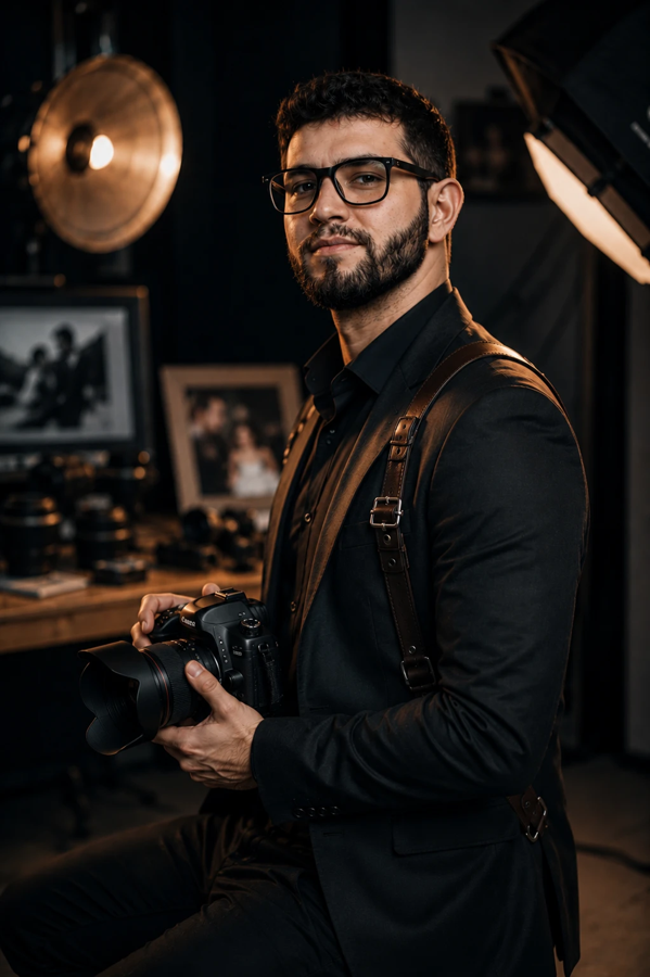 Fotógrafo da Godinho Foto e Vídeo em estúdio